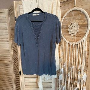 FREE PEOPLE LACE UP TOP